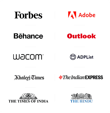 Outlets that have featured my work: Forbes, Behance, The Times of India, Wacom, ADPList, Adobe, Outlook, The Hindu, The Indian Express, and Khaleej Times