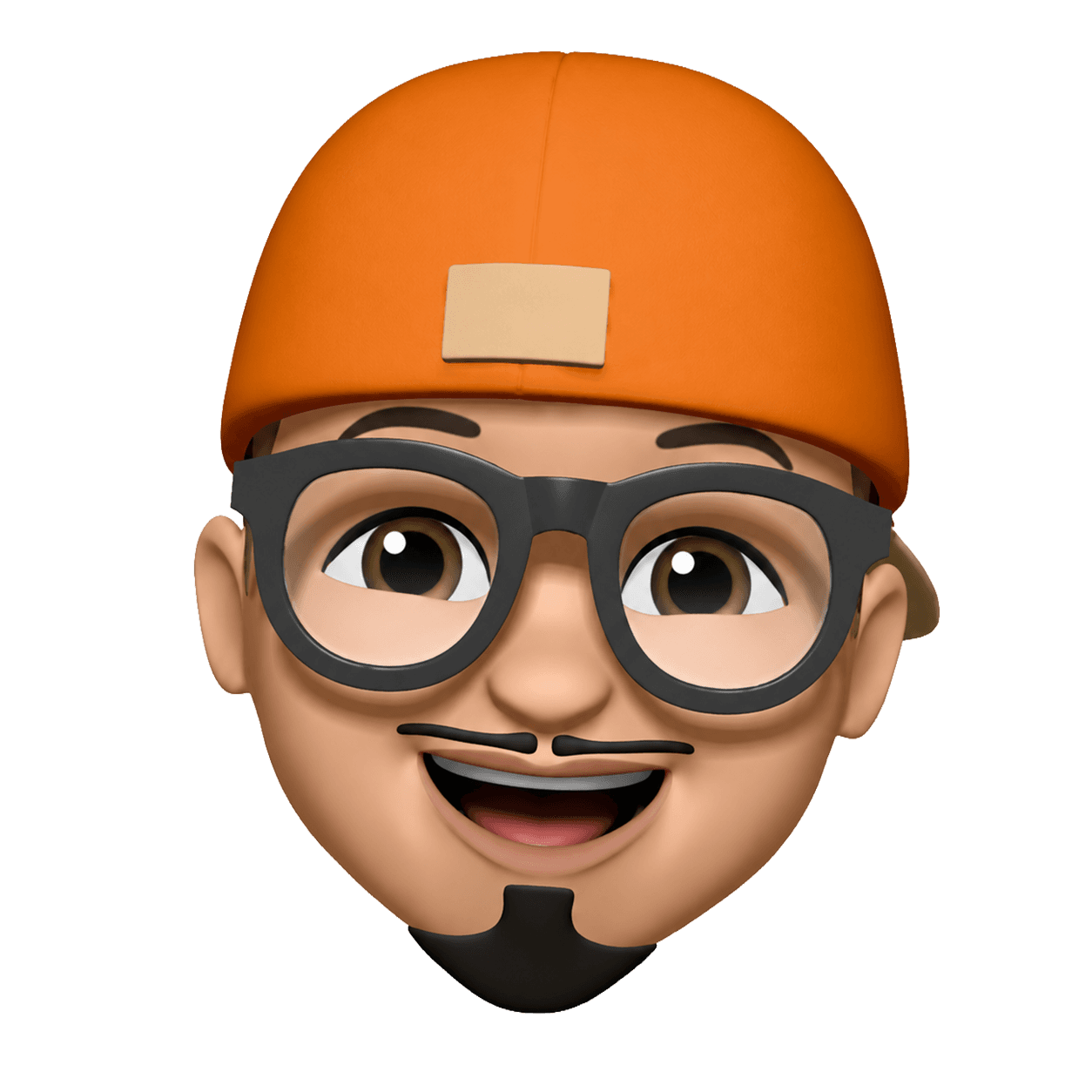 Anantha, a memoji in an orange nadamel cap and glasses