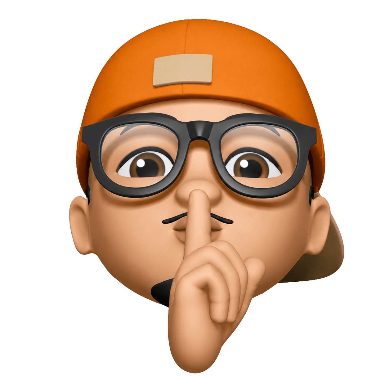 Anantha, a memoji in an orange nadamel cap and glasses
