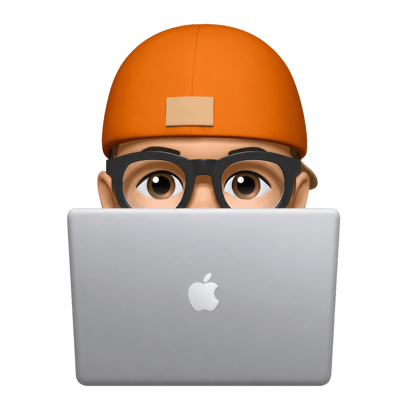Anantha, a memoji in an orange nadamel cap and glasses